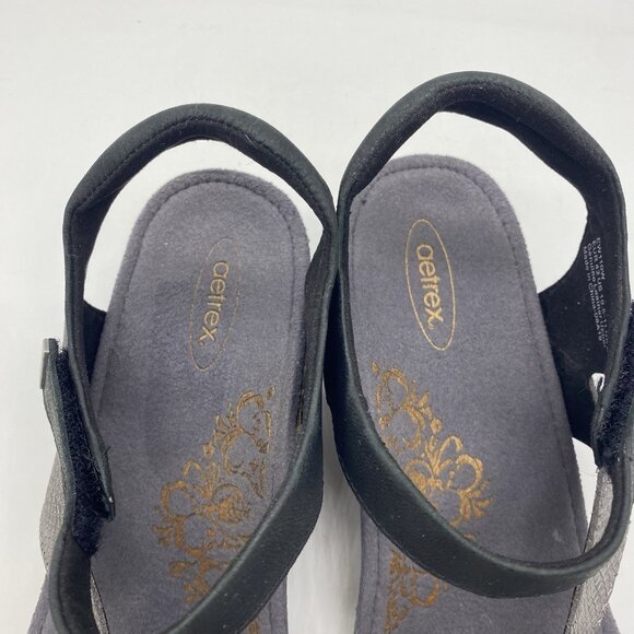 Aetrex Brynn Sandal Size 42 Quarter Strap Wedge Arch Support Plantar Fasciitis - Picture 4 of 13